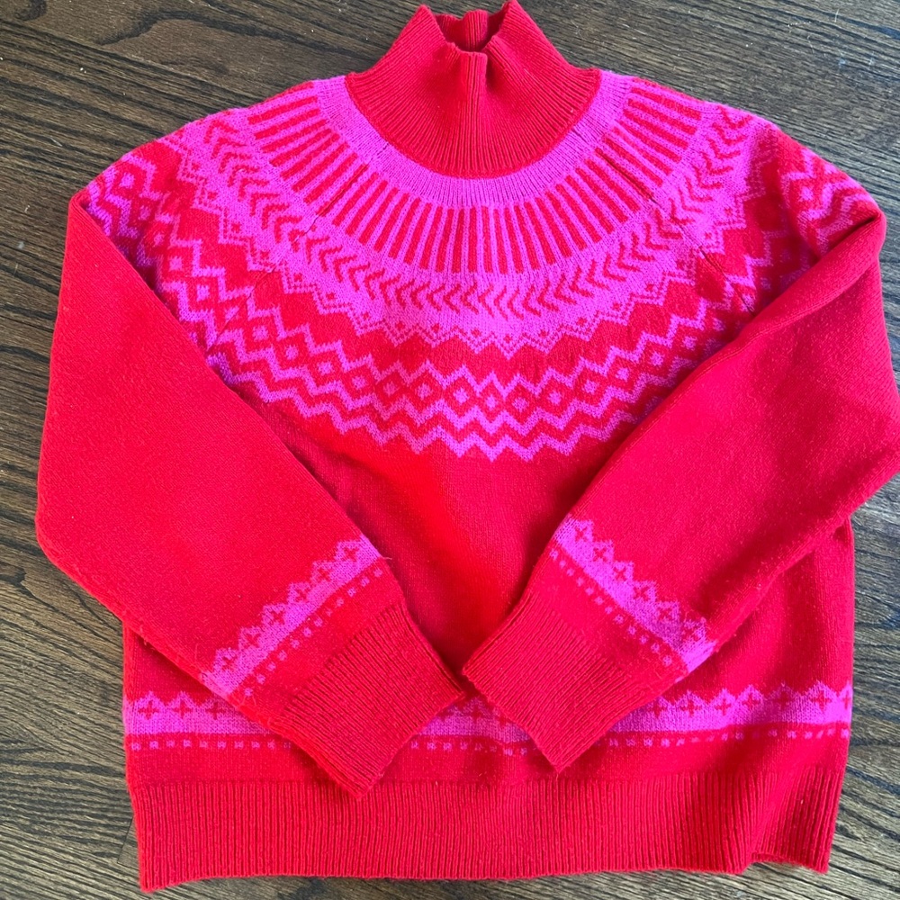 Ann Taylor fair isle mockneck sweater size M